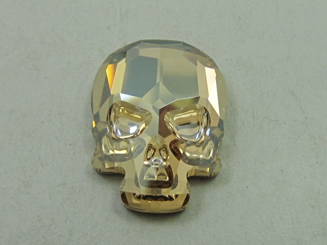 4 pcs. SKULL 10x7.5mm GOLDEN SHADOW FLATBACK European Rhinestones